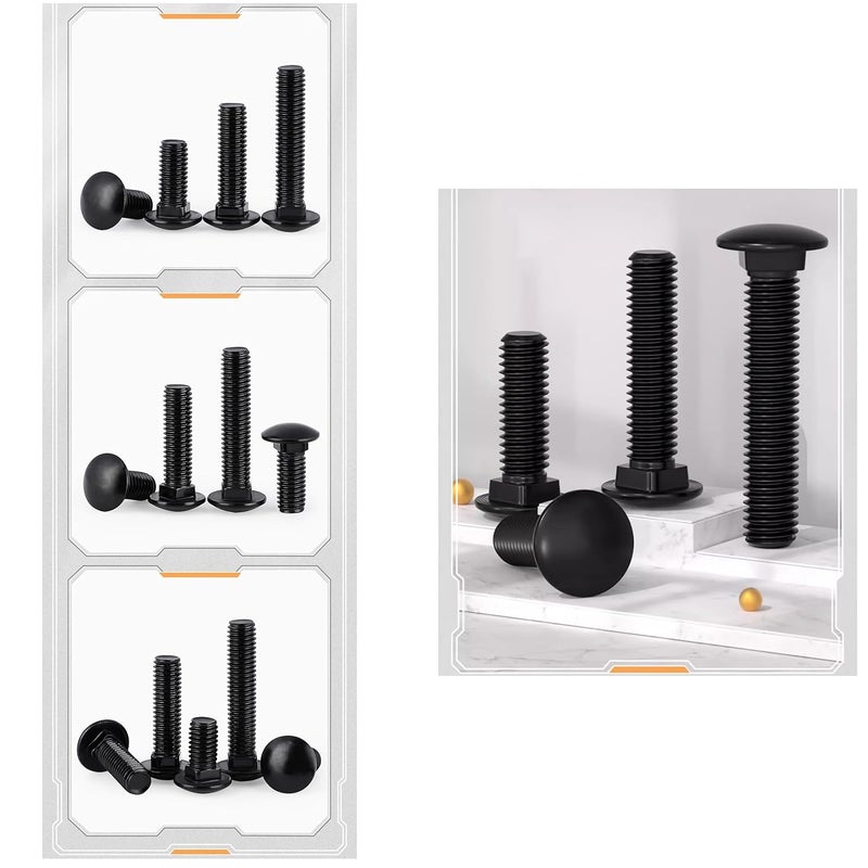 SCXCLY 6 Sets Carriage Bolts Screws, (3/8-16 x 4) Round Head, Square Neck, with (Hex Nuts & Flat Washers), 304 Stainless Steel, Galvanizing (Black) - Image 5